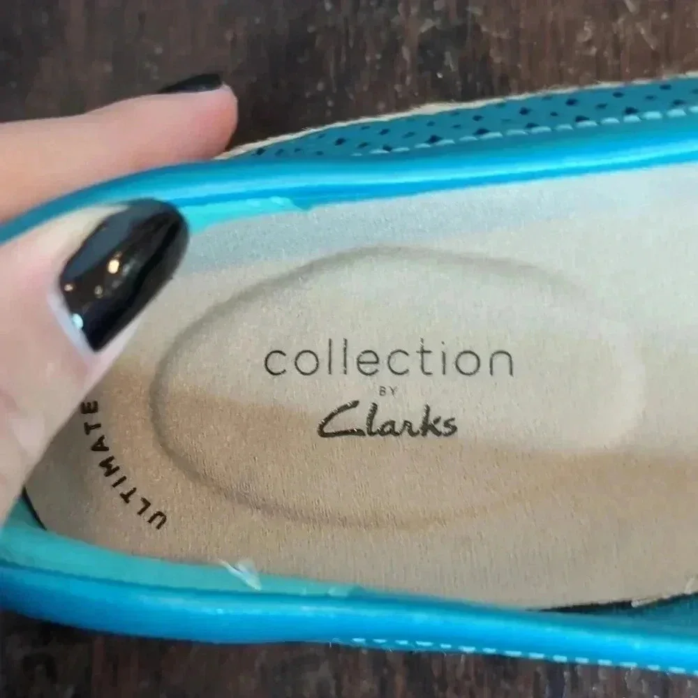 Clarks Collection Leather Espadrilles Danelly Adira Flats Turquoise